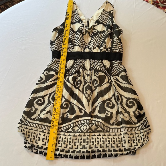 Milly Of New York Dress Black & White Cotton Silk V Neck Exposed Zip Sz10 - Picture 7 of 9